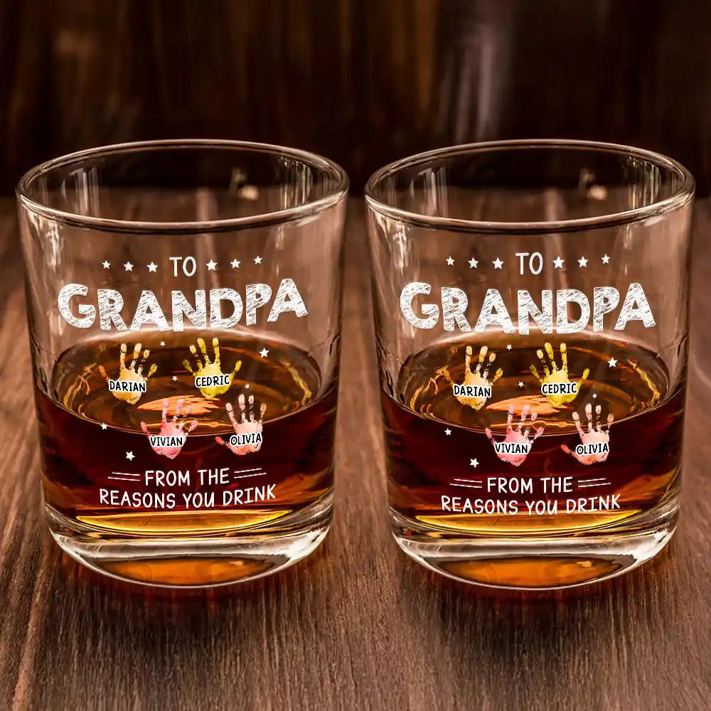 To Papa From The Reasons You Drink - Personalized Whiskey Glass for Dad and Grandpa Whiskey Glass PopCulturePrints