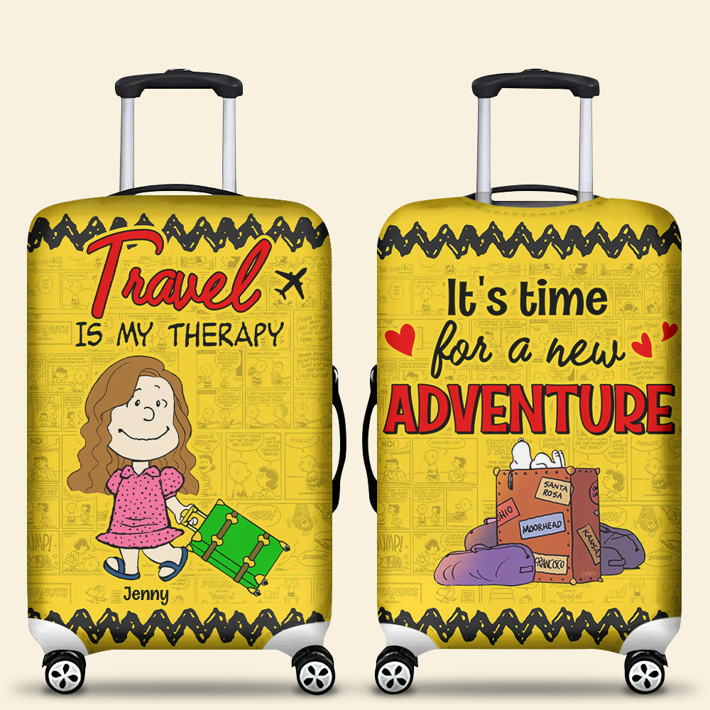 Personalized Travel-Themed Luggage Covers - Peanuts Comic Style