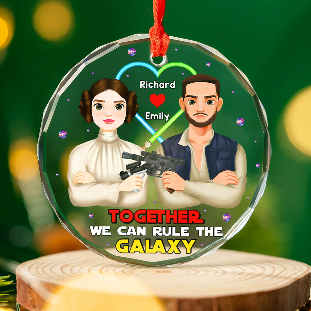 Personalized Galactic Couple Crystal Ornament - Perfect Valentine's Day Gifts for Sci-Fi Lovers Ornament PopCulturePrints