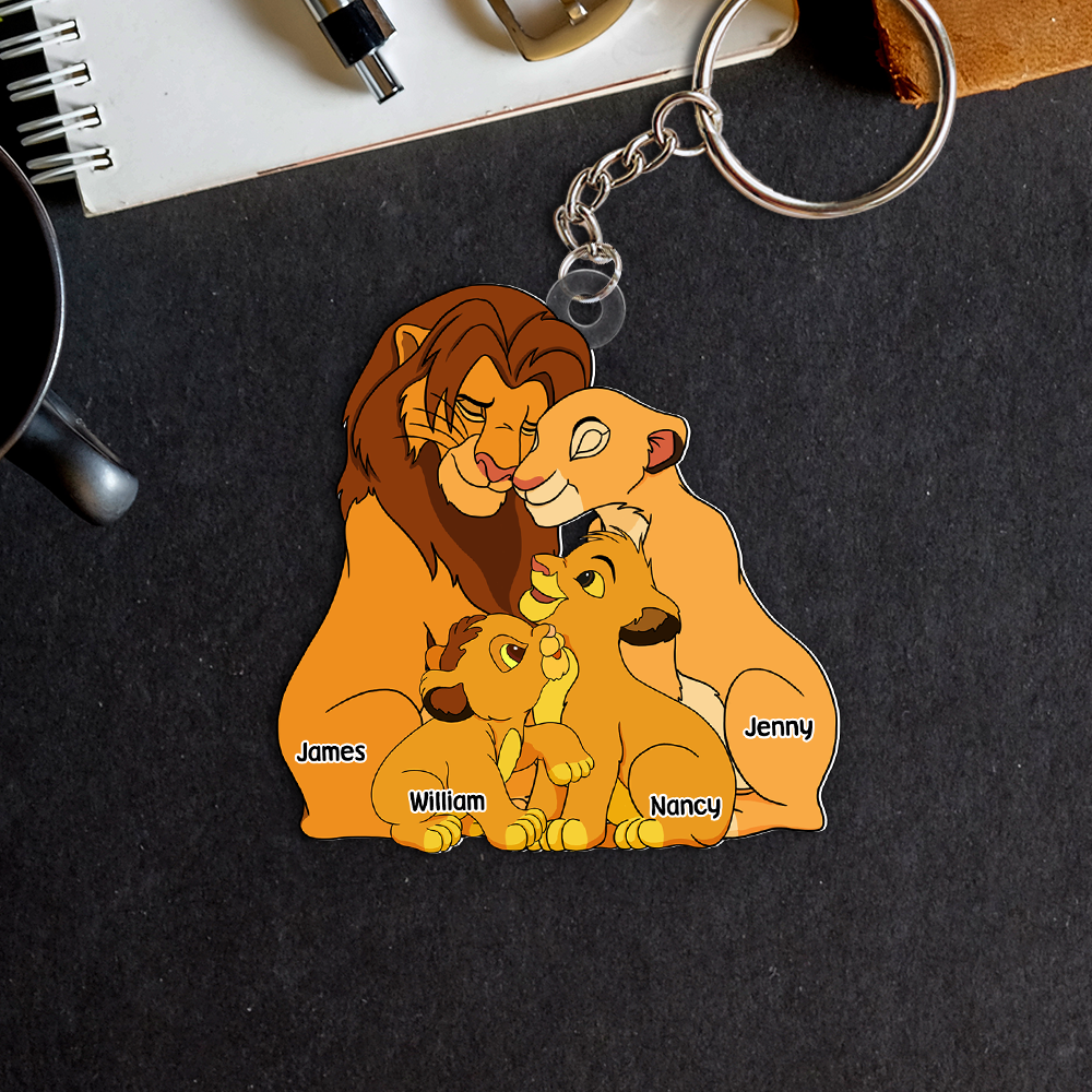 Personalized Lion Couple Keychain - Custom Names