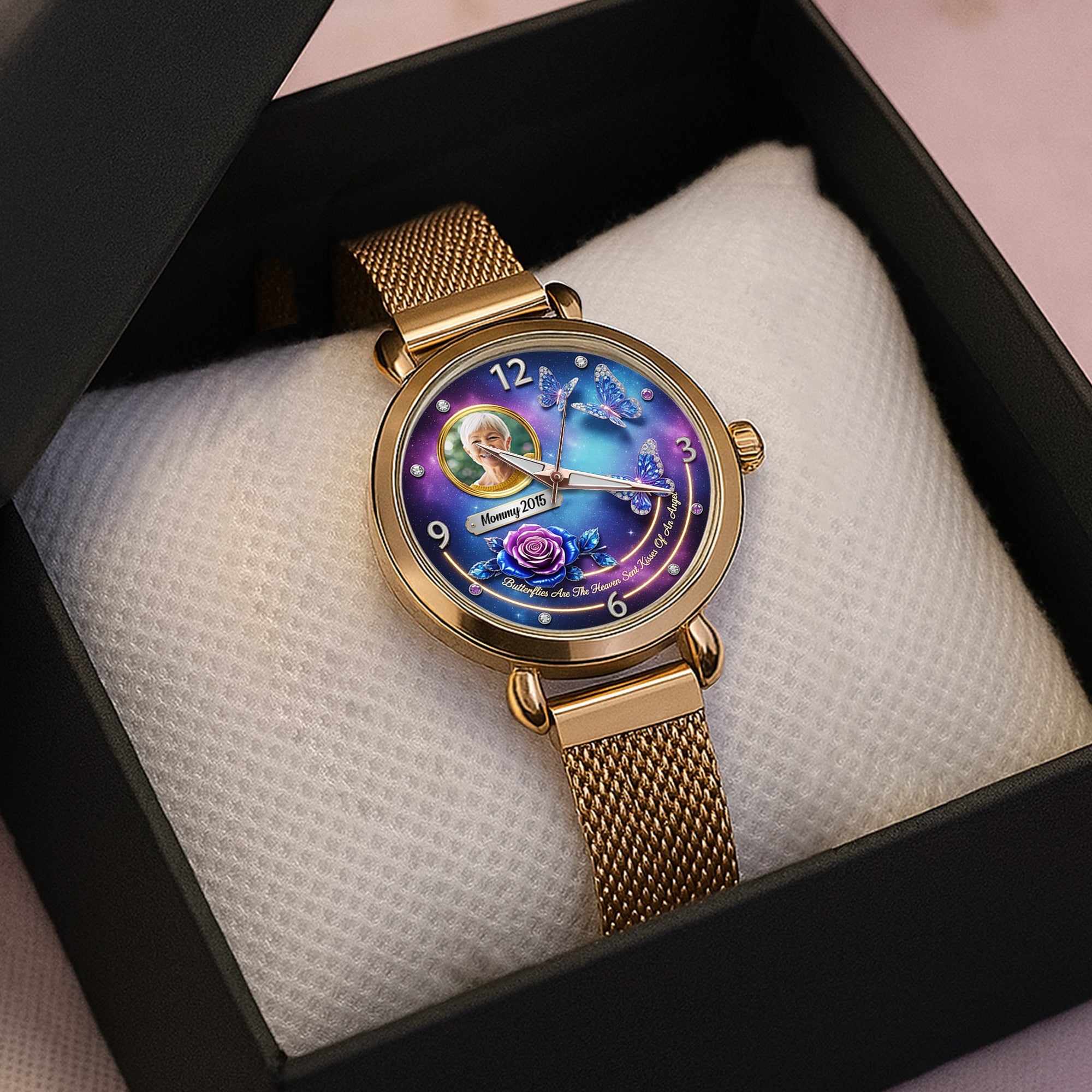 Forever in Our Hearts - Custom Photo Heaven Angel Mesh Strap Quartz Watch - Unique Gift for Loved Ones Quartz Watch PopCulturePrints