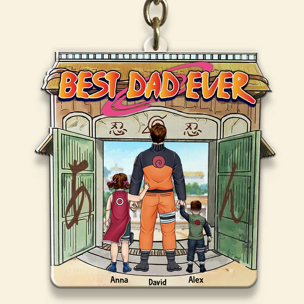 Best Dad Ever Personalized Anime Keychain Gift Keychains PopCulturePrints