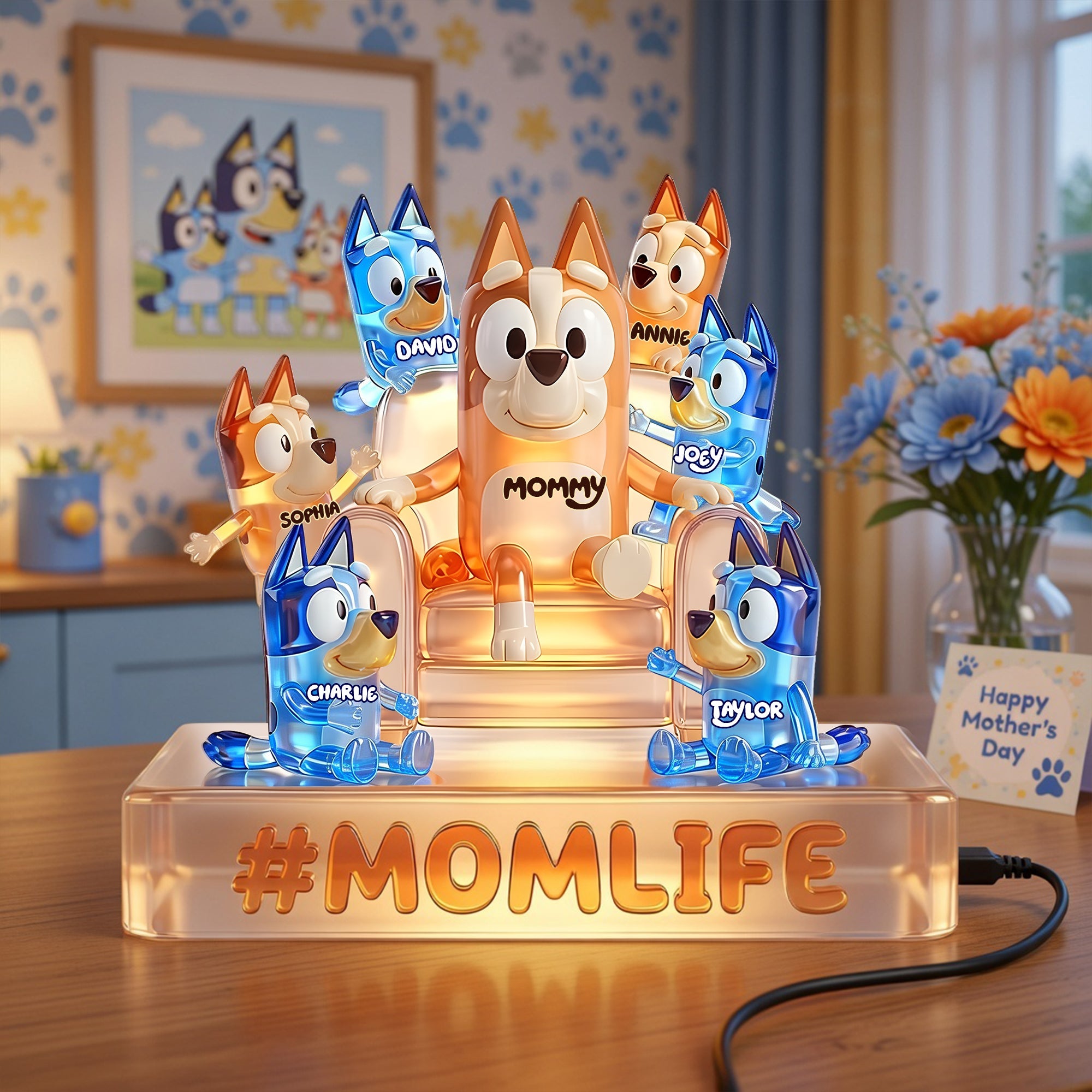 "Celebrate Mom with Love!" - Personalized Mom Life Acrylic Light Box - Custom Gifts for Moms, Grandmas & More