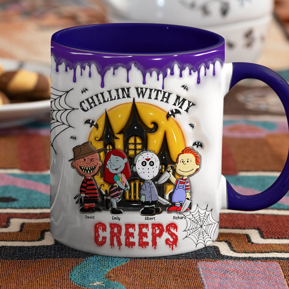 Personalized Halloween Coffee Mug - Chillin' With My Creeps for Grandma