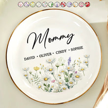 Load image into Gallery viewer, “Mommy’s Joy” - Personalized Round Ring Dish for Grandma, Mom, and Wonderful Women Ring Dish PopCulturePrints
