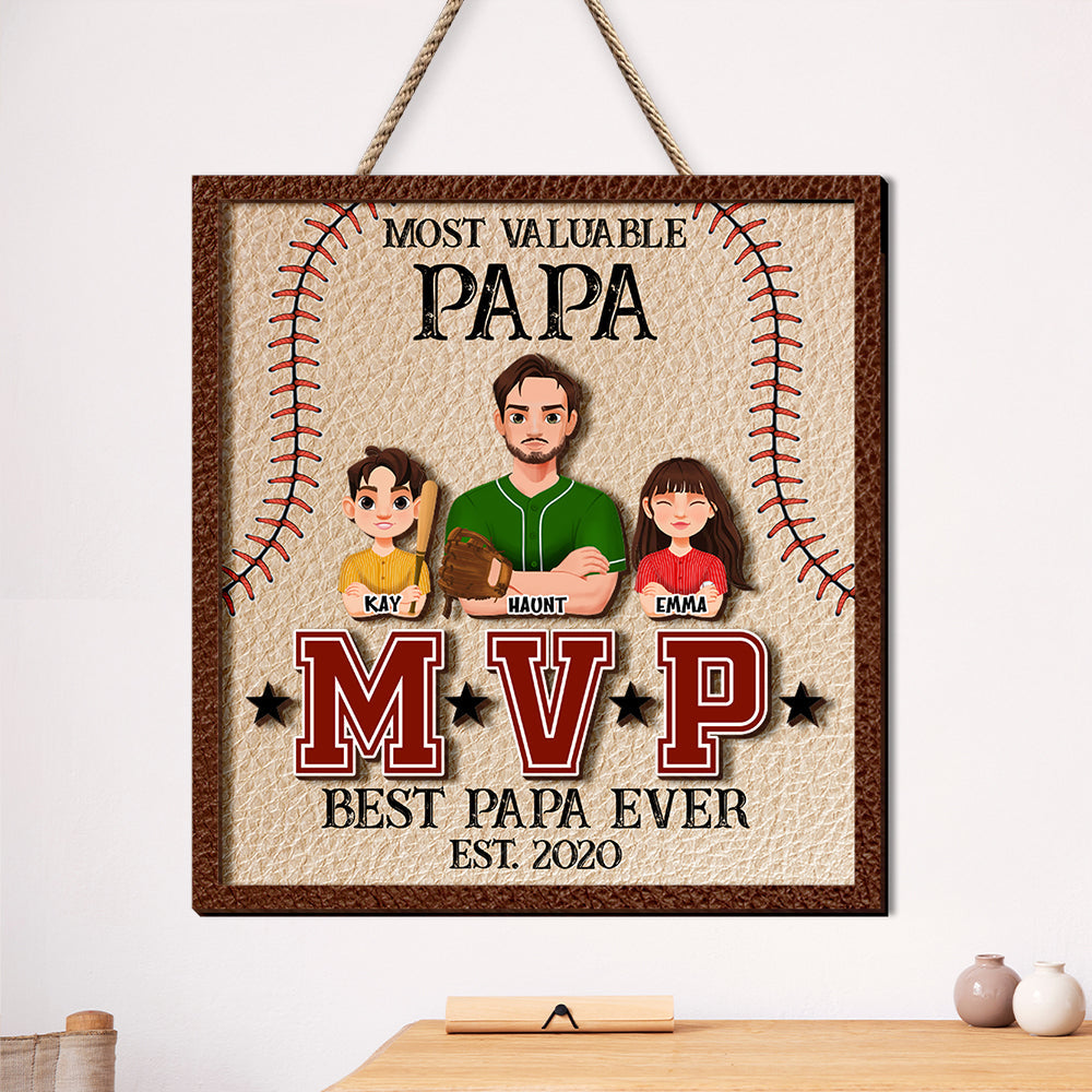 Most Valuable Baseball Dad Personalized Wood Sign Wood Sign PopCulturePrints