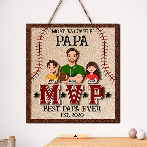 Most Valuable Baseball Dad Personalized Wood Sign Wood Sign PopCulturePrints