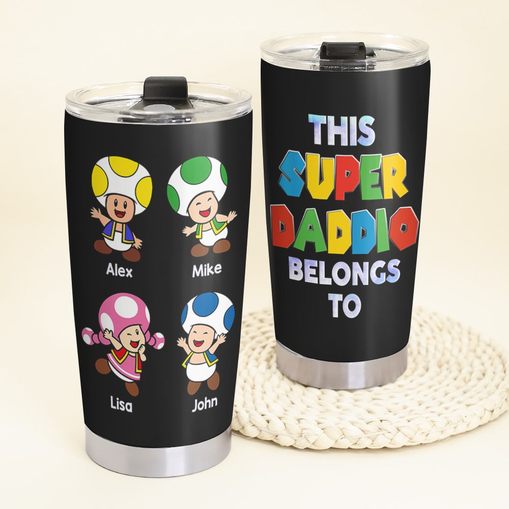 Personalized Super Dad Tumbler - Custom Gift for Dads Tumbler Cup PopCulturePrints