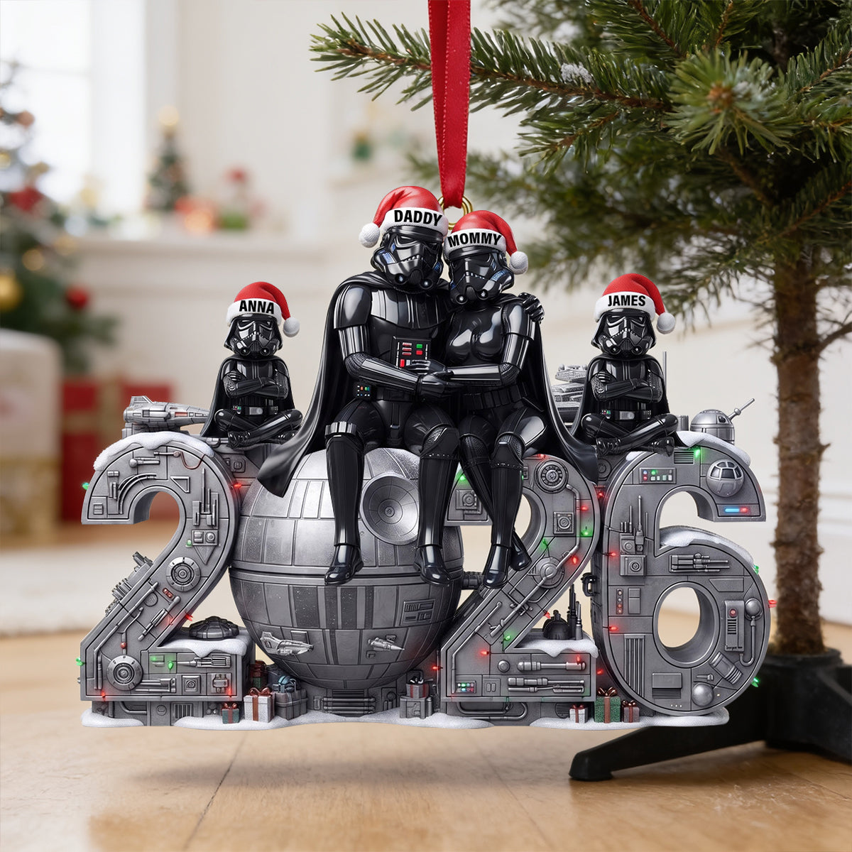 Celebrate the Galaxy - Personalized Space Christmas Ornament for Family