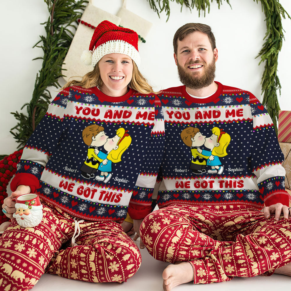 Personalized Cartoon Couple Christmas Ugly Sweater