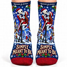 Load image into Gallery viewer, “Simply Meant to Be” - Personalized Dark Whimsical Couple Middle Tube Socks - Unique Christmas Gifts for Couples
