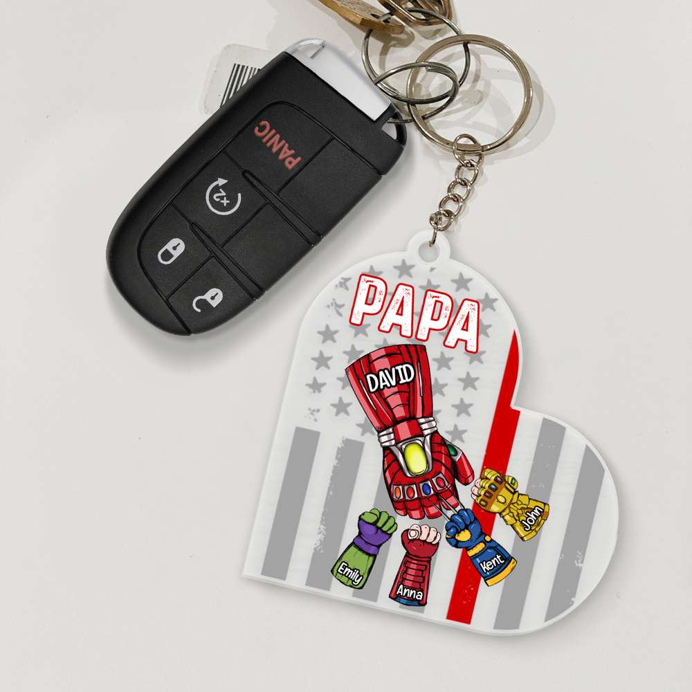 Personalized American Hero Dad Keychain Keychains PopCulturePrints