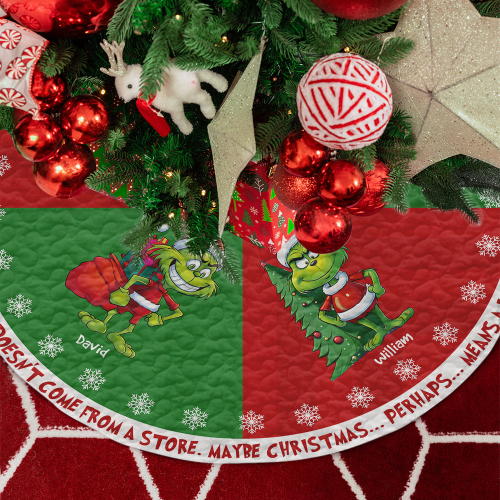 Personalized Family Christmas Tree Skirt - Cartoon Design