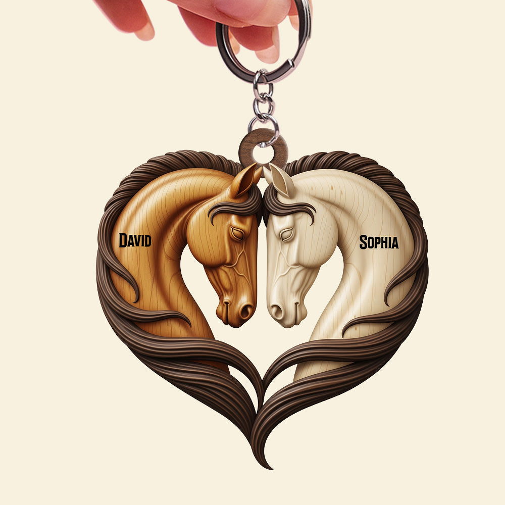 Love Unbridled: Personalized Horse Couple Keychain - Perfect Gifts for Couples Keychains PopCulturePrints