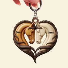 Load image into Gallery viewer, Love Unbridled: Personalized Horse Couple Keychain - Perfect Gifts for Couples Keychains PopCulturePrints
