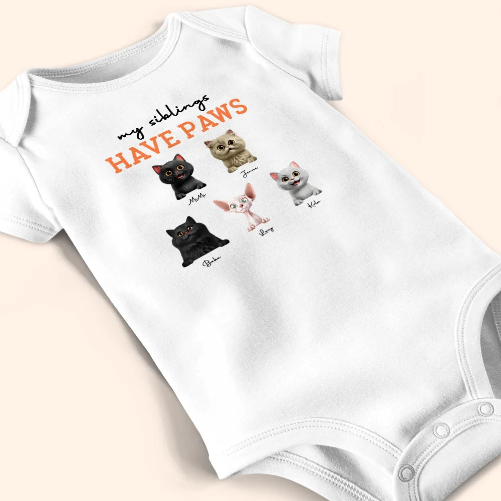 My Sibling Has Paws - Personalized Baby Onesie with 3D Effect Baby Onesie PopCulturePrints