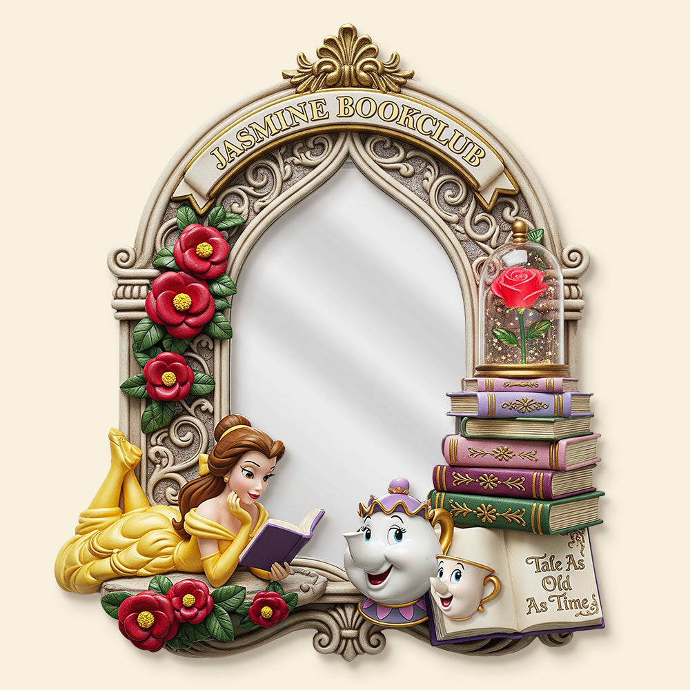 “Embrace Your Story!" - Book Lover Custom Shaped Mirror - Personalized Gift for Book Enthusiasts, Friends, and Family Mirror PopCulturePrints