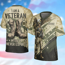 Load image into Gallery viewer, I Am A Veteran – Personalized Military Honor Jersey Shirt AOP Products PopCulturePrints
