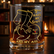 Load image into Gallery viewer, You Have My Heart And My Ass - Spicy Love Round Glass | Personalized Gift for Couples Glass PopCulturePrints

