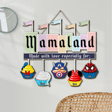 Load image into Gallery viewer, Customizable &#39;Mamaland&#39; Wood Sign for Moms - Personalized Gift Wood Sign PopCulturePrints
