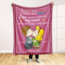 Load image into Gallery viewer, Personalized Kissing Cartoon Characters Blanket for Couples Blanket PopCulturePrints
