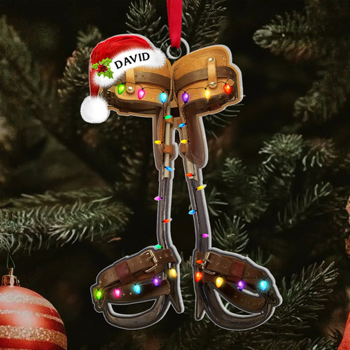 Personalized Lineman Christmas Ornament with Climbing Spikes Ornament PopCulturePrints