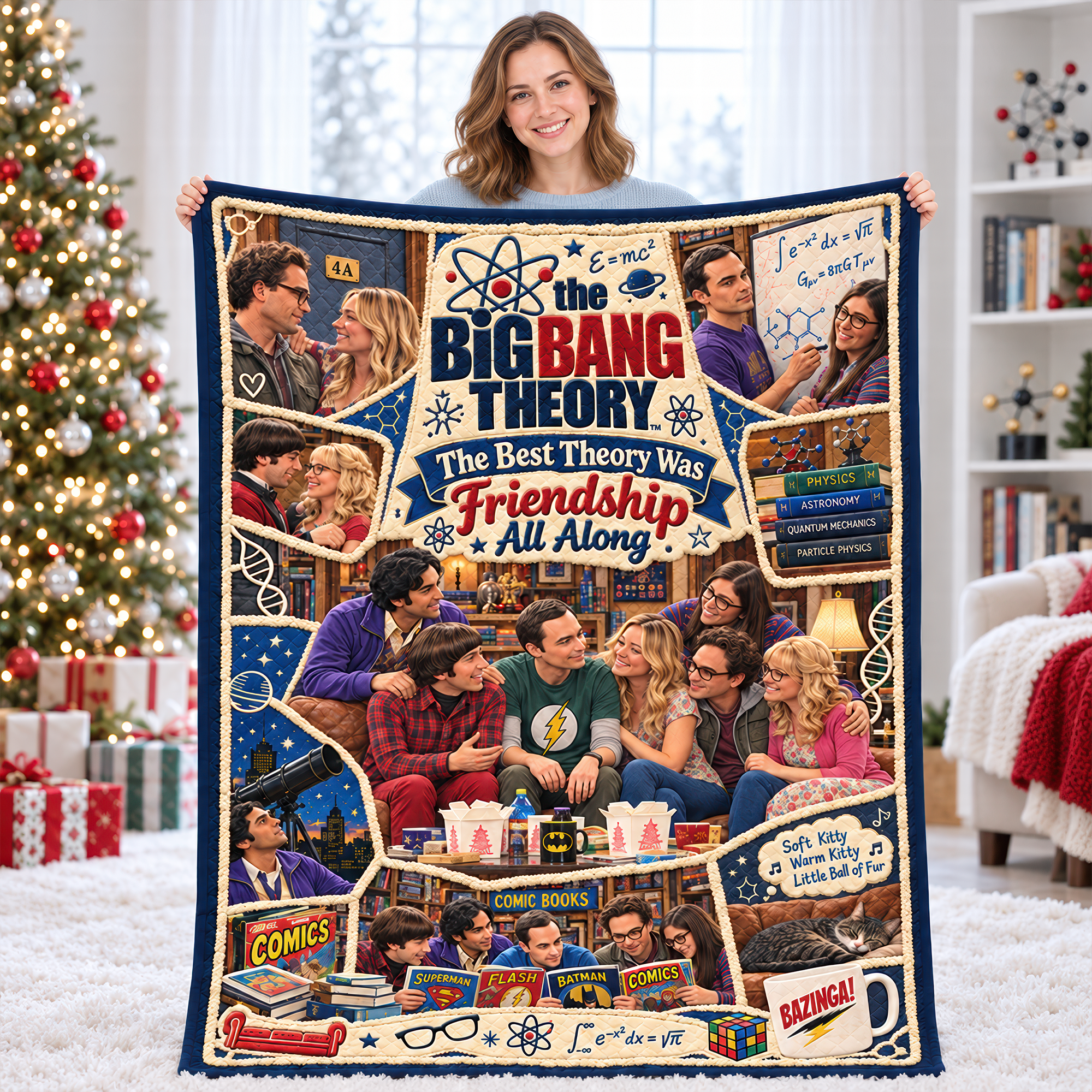 "The Best Theory Was Friendship All Along" - Personalized Science & Sitcom Blanket for TV Show Lovers Blanket PopCulturePrints