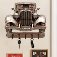 Load image into Gallery viewer, Rev Up Your Space: Personalized Hot Rod Key Hanger - Perfect Gift for Car Enthusiasts Wood Sign PopCulturePrints
