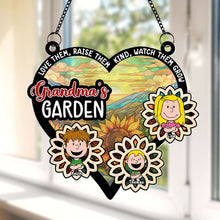 Load image into Gallery viewer, Personalized Grandma&#39;s Garden Sunflower Suncatcher - Custom Window Hanging Ornament
