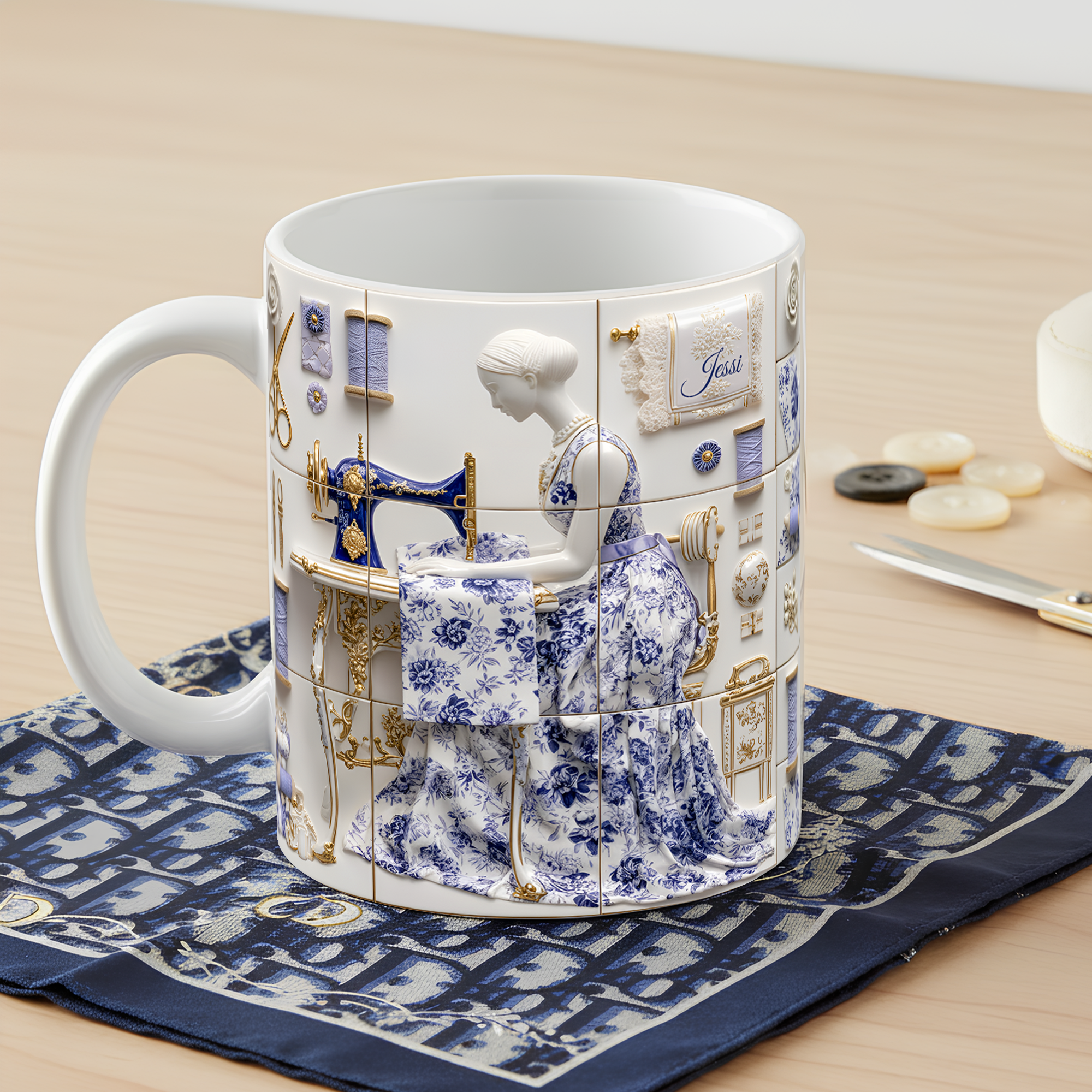 Crafting Memories - Personalized Sew Crafty Girl Coffee Mug - Perfect Gift for Sewing Lovers Coffee Mug PopCulturePrints