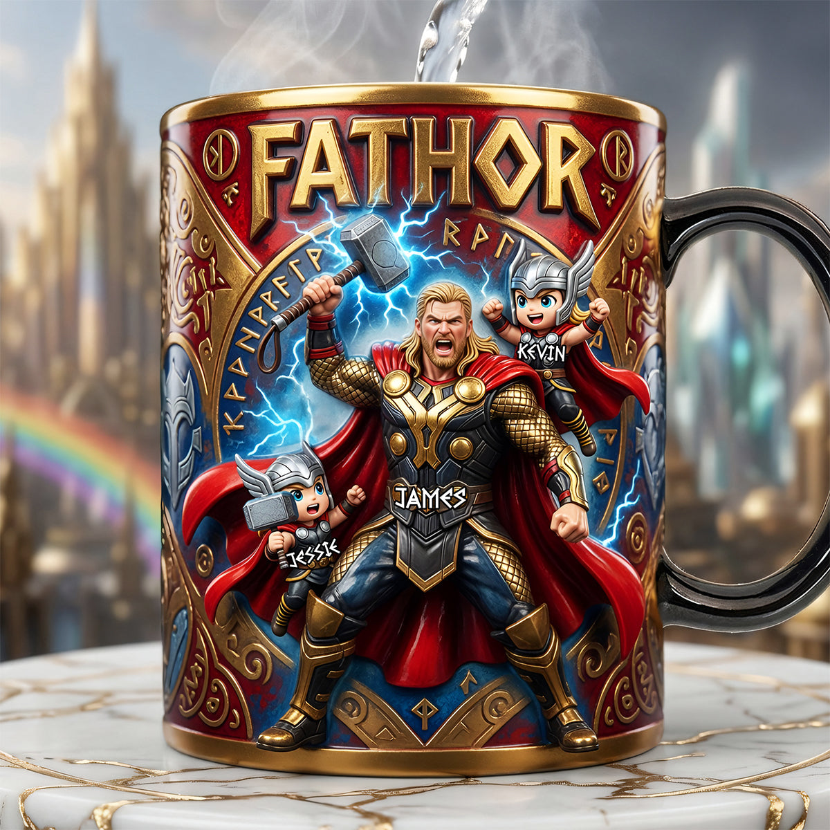 “FATHER: The Indestructible Dad” - Personalized Magic Mug Gift for Dads, Grandpas, and More Coffee Mug PopCulturePrints