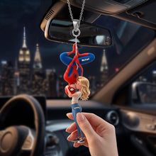 Load image into Gallery viewer, Swing into Love: Custom Spiderman Couple Car Ornament - Personalized Gifts for Couples Ornament PopCulturePrints
