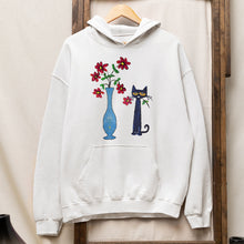 Load image into Gallery viewer, Charming Cat and Floral Art Sweatshirt
