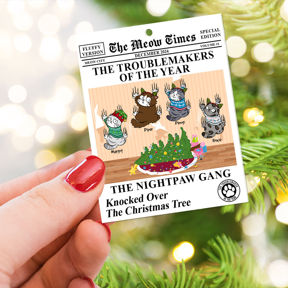 Cat Lover's Mischief: Personalized Cat Gang Ornament Ornament PopCulturePrints