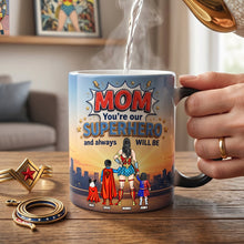 Load image into Gallery viewer, Mom, You're Our Superhero - Personalized Magic Mug for Mother's Day Coffee Mug PopCulturePrints
