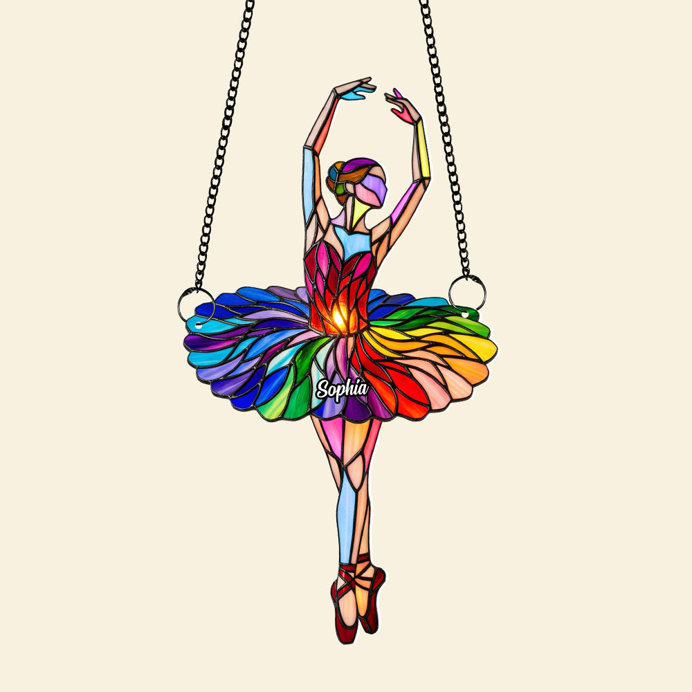 "Dance Through Life - Personalized Ballet Girl Suncatcher - A Unique Gift for Ballet Lovers" Ornament PopCulturePrints