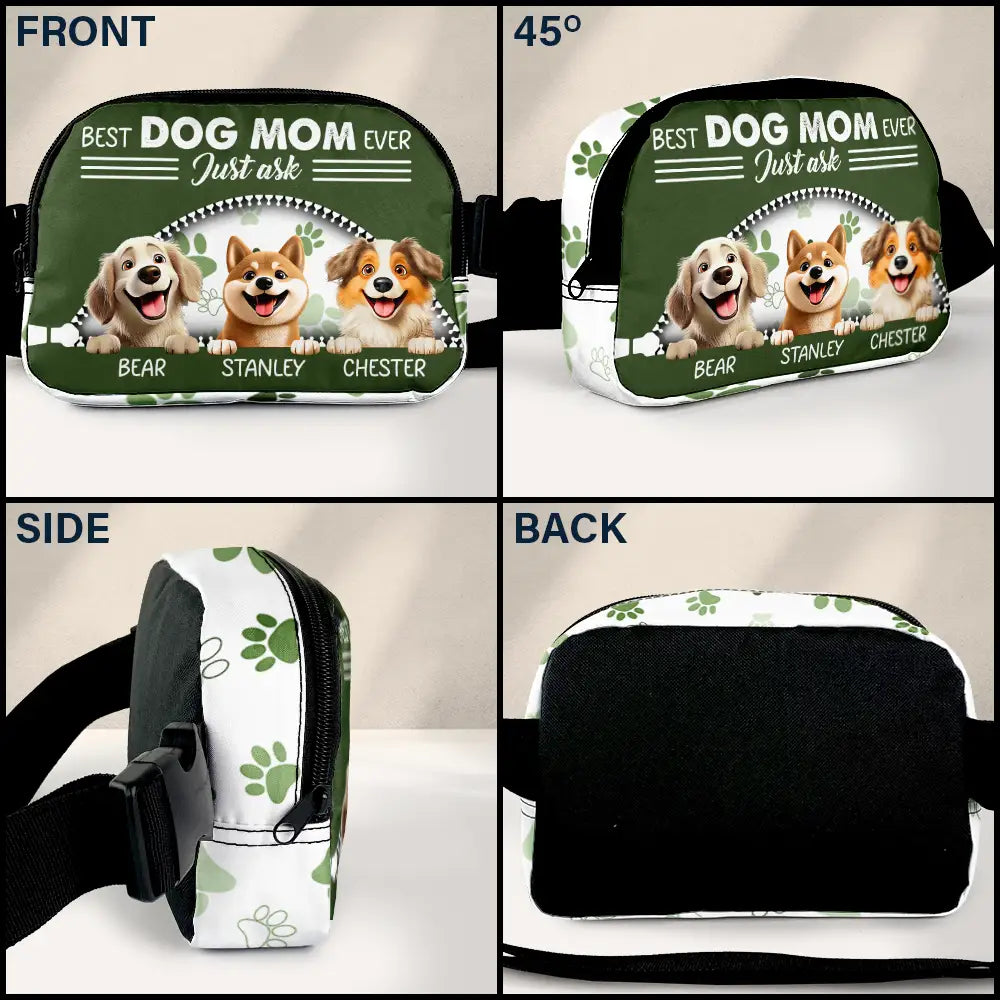 Best Dog Dad Ever Just Ask - Personalized Crossbody Belt Bag Crossbody Belt Bag PopCulturePrints