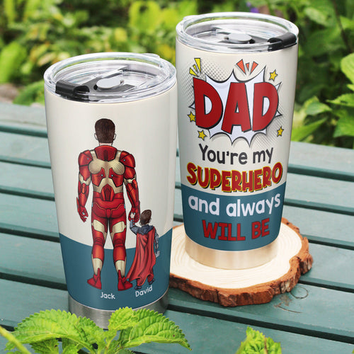 Superhero Dad Personalized Tumbler - Unique Father's Day Gift Tumbler Cup PopCulturePrints