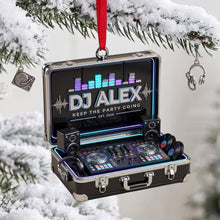 Load image into Gallery viewer, Keep the Party Going - DJ Suitcase Christmas Ornament - Personalized Gift for DJs
