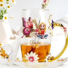 Load image into Gallery viewer, &quot;A Touch of Elegance, Personalized Delight&quot; - Butterfly Monogram With 3D Effect Glass Flower Tea Cup - Perfect Gift for Mom, Grandma, and Loved Ones Glass Flower Tea Cup PopCulturePrints
