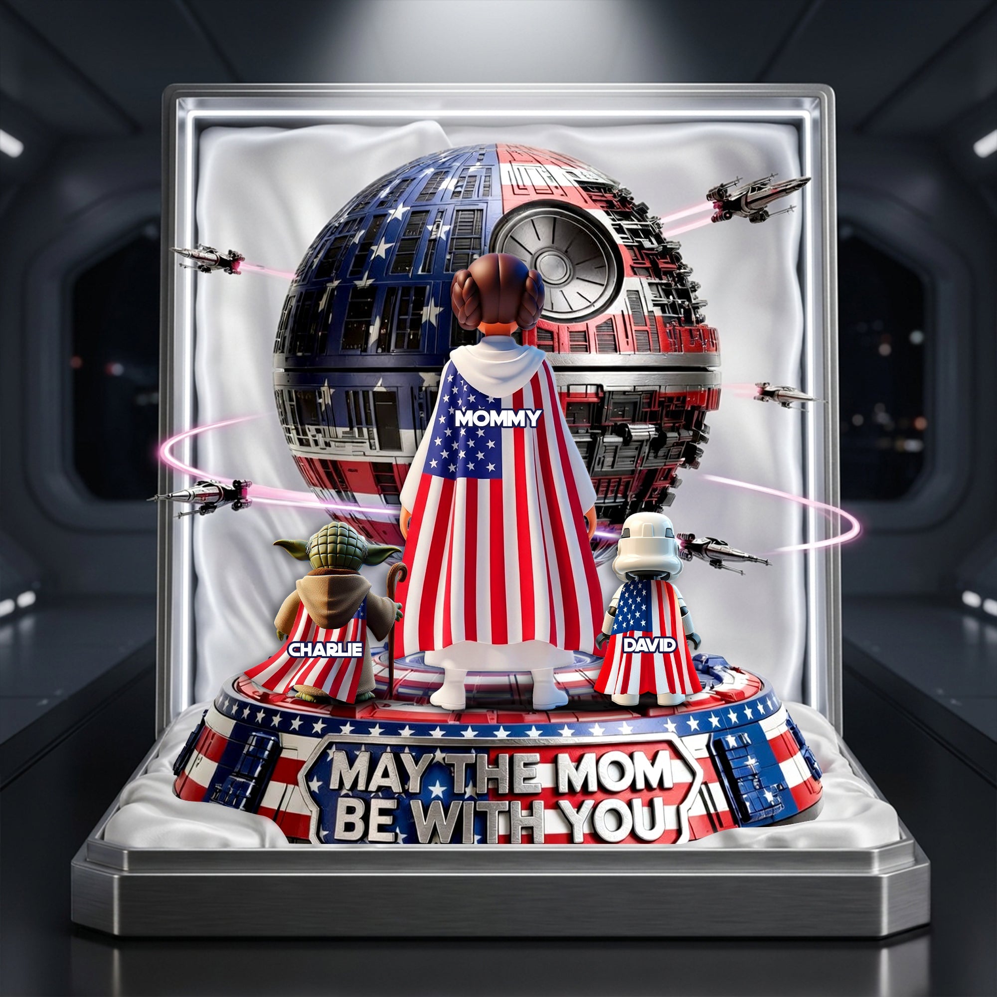 “May The Mom Be With You” - Universe Mom Acrylic Plaque - Personalized Gifts For Mom, Grandma & More Shaped Plaques PopCulturePrints