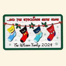 Load image into Gallery viewer, Personalized Family Christmas Wood Sign - Cartoon Character Stockings Wood Sign PopCulturePrints
