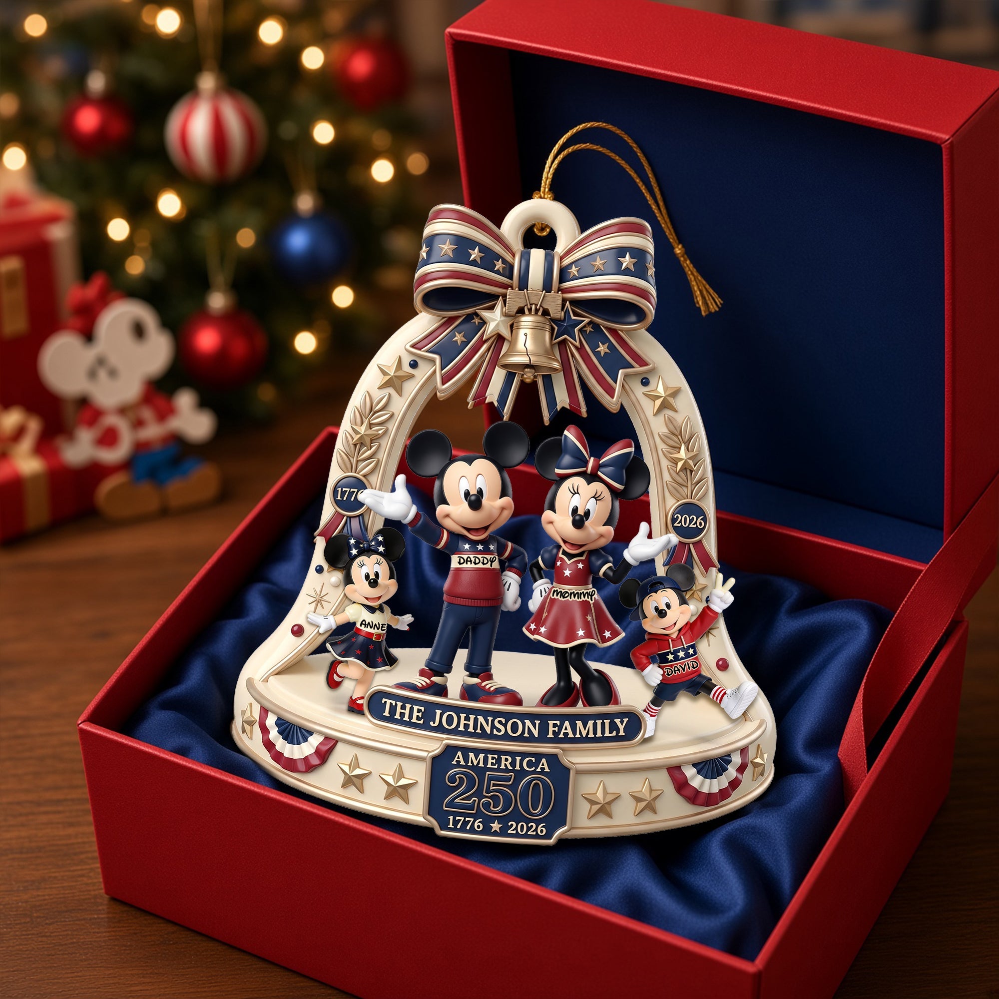 Celebrate Your Family's Legacy - Proud Patriot Family Acrylic Ornament - Personalized Christmas Gift