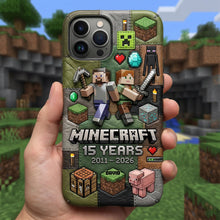 Load image into Gallery viewer, "Celebrate 15 Years of Adventure!" - Personalized Minecraft Phone Case for Fans and Gamers Phone Case PopCulturePrints
