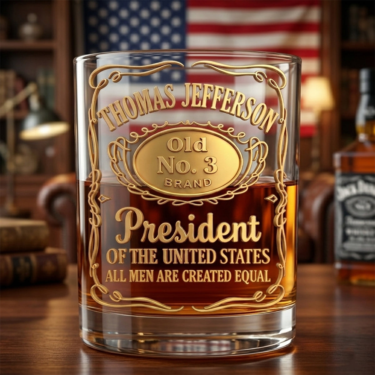 Personalized Vintage Style Round Glass - A Timeless Patriotic Keepsake for History Lovers