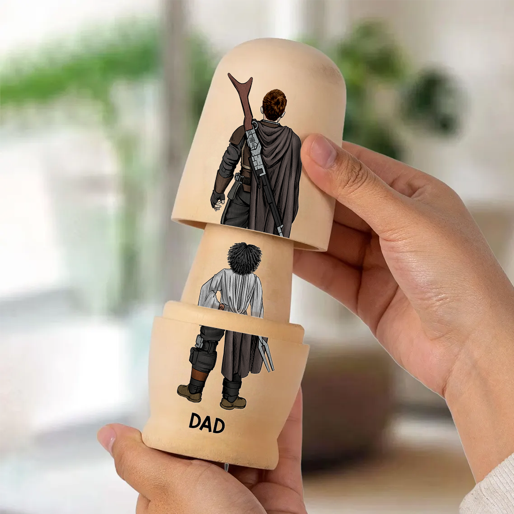 "A Personalized Family Adventure Awaits!" - Space Theme Family Nesting Dolls - Custom Gifts for Mom, Dad, Grandma, and Kids Wooden Nesting Dolls PopCulturePrints