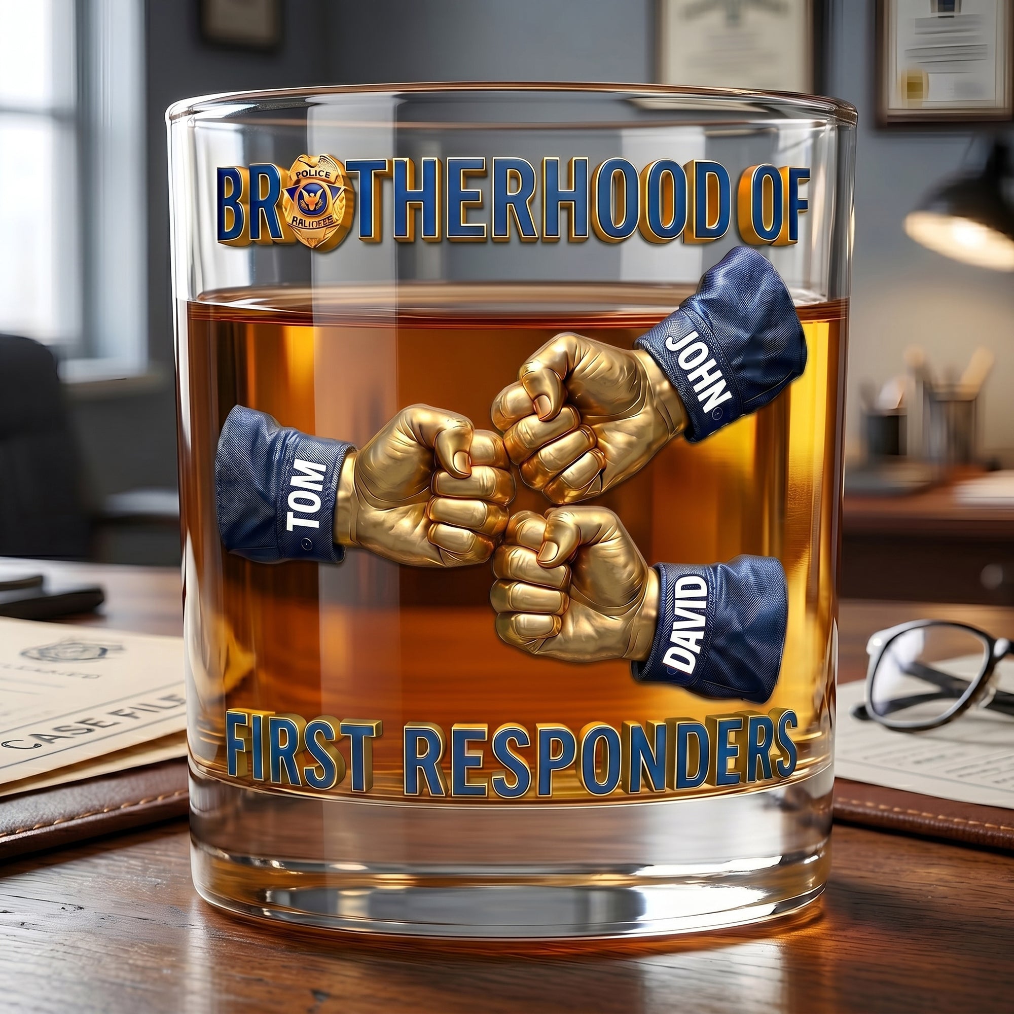 Brotherhood of First Responders - Personalized Drinking Glass for Police Officers & Brothers