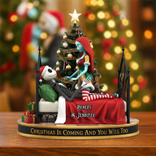 Load image into Gallery viewer, “Christmas Is Coming And You Will Too” - Playful Spooky Couple Plaque - Personalized Gift for Couples Shaped Plaques PopCulturePrints
