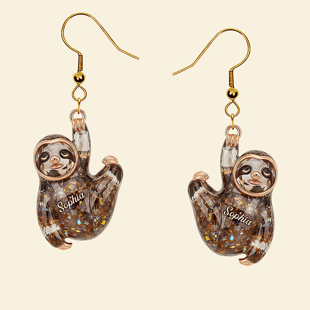 Hang In There! Tired Anti-Social Sloth Earrings - Personalized Gift for Sloth Lovers Earrings PopCulturePrints