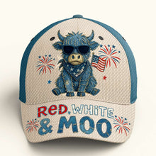 Load image into Gallery viewer, ‘Celebrate Freedom with Style’ - Personalized Freedom Highland Cow Classic Cap - Perfect Gift for Family and Friends Caps PopCulturePrints
